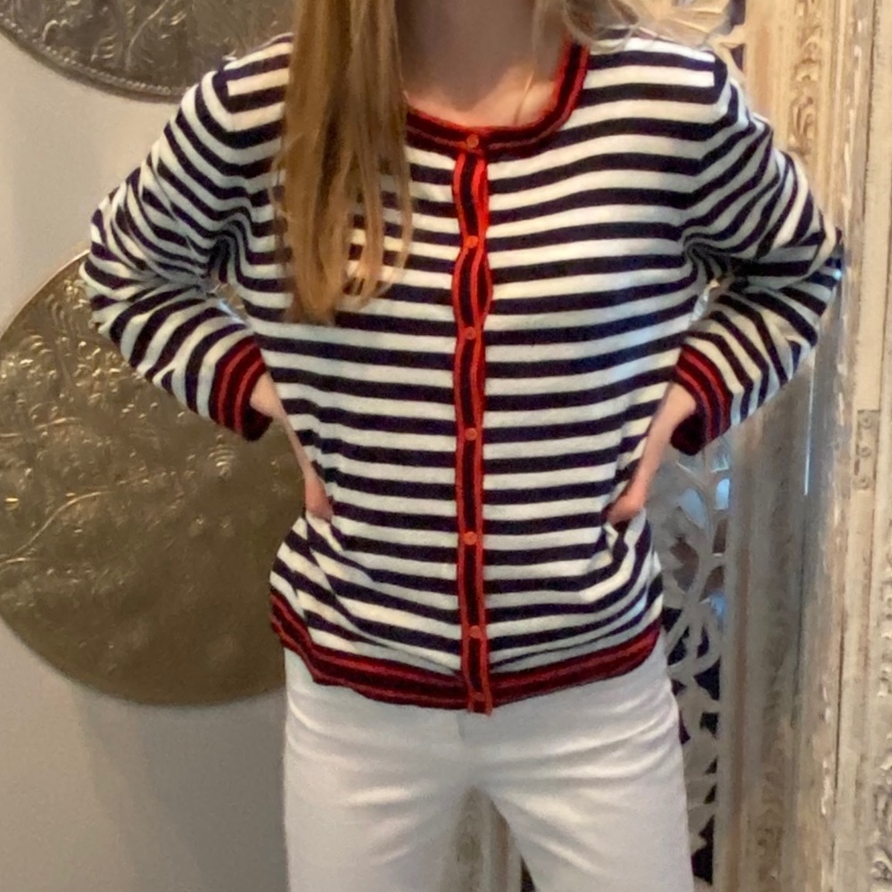 NAUTICAL BUTTON UP LIGHTWEIGHT SWEATER